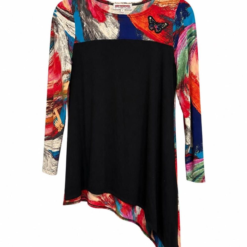 Mishca Asymmetrical Butterfly Embellished  Abstract Y2K boho romantic  Tunic Top